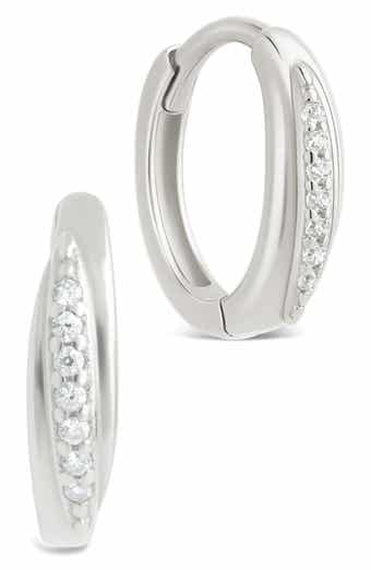 Denise Cubic Zirconia Pavé Huggie Hoop Earrings