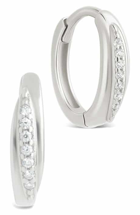 Sterling Forever Denise Cubic Zirconia Pavé Huggie Hoop Earrings