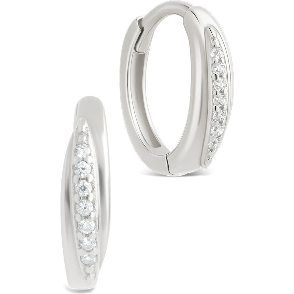 Sterling Forever Denise Cubic Zirconia Pavé Huggie Hoop Earrings in Silver at Nordstrom Rack