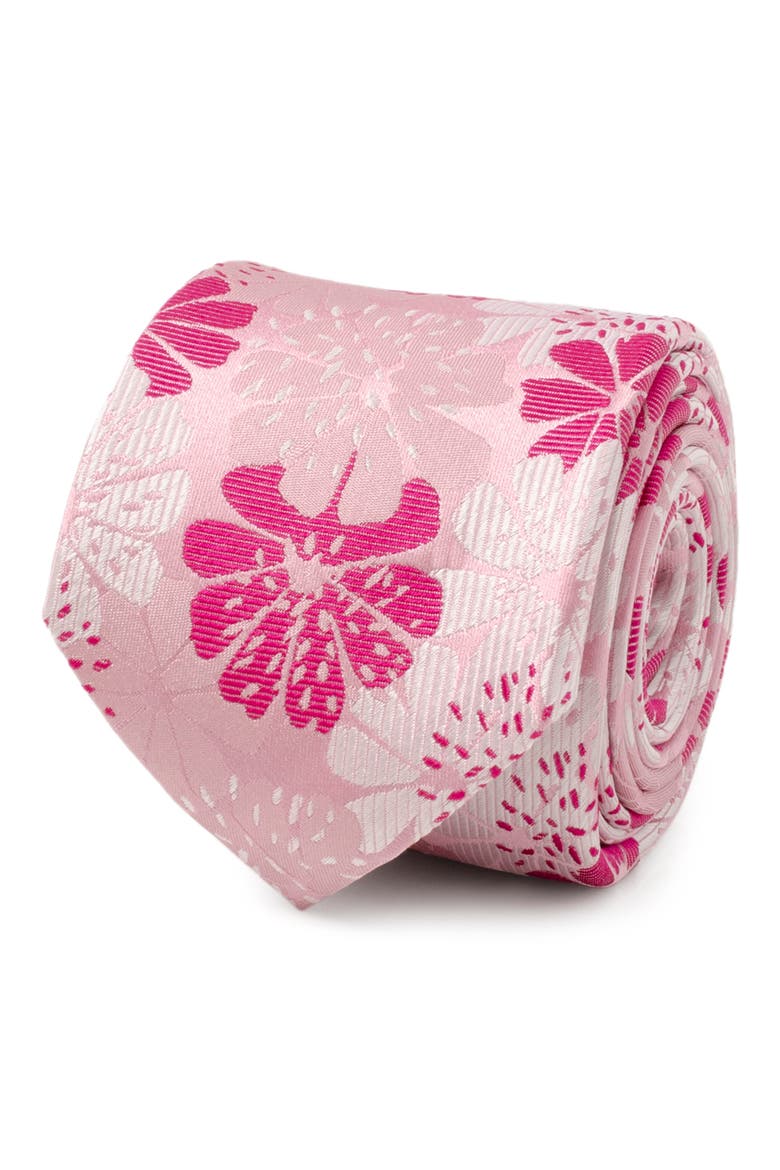 Pink Floral Silk Tie, Alternate, color, PINK