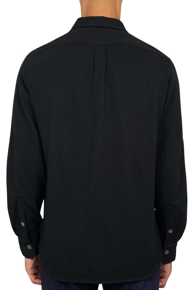 Solid Waffle Knit Shirt Jacket, Alternate, color, BLACK