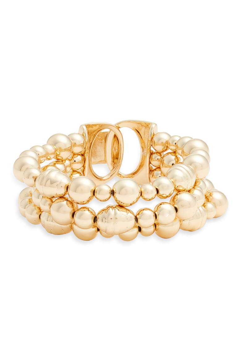 Triple Strand Beaded Bracelet, Main, color, GOLD