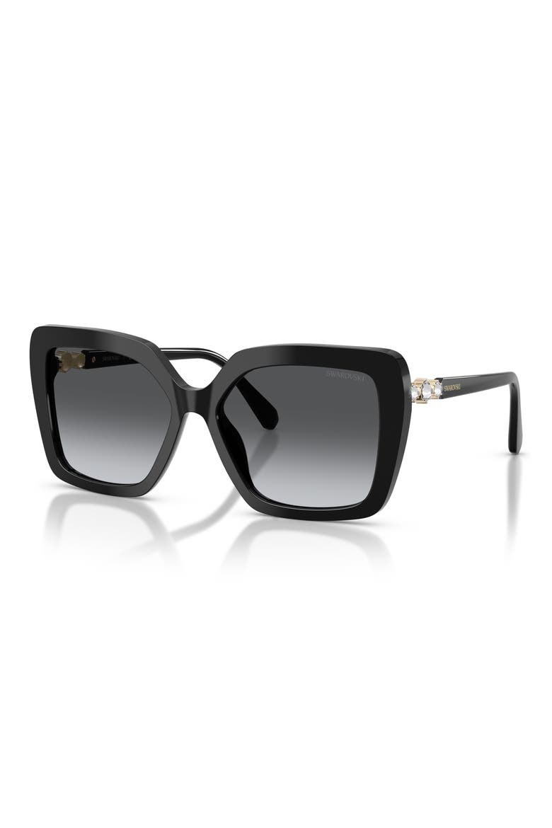 57mm Polarized Butterfly Sunglasses, Alternate, color, BLACK / GRADIENT GREY POLAR