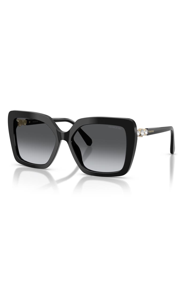 Swarovski 57mm Polarized Butterfly Sunglasses, Alternate, color, Black / Gradient Grey Polar