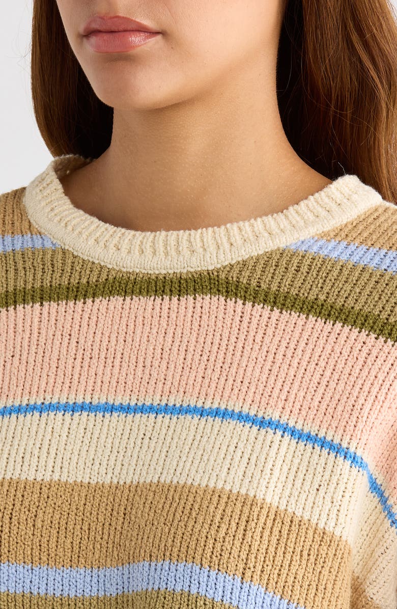 Billabong Stripe Cotton Blend Sweater, Alternate, color, Light Peach