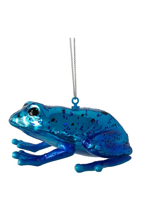Poison Dart Frog Glitter Glass Ornament