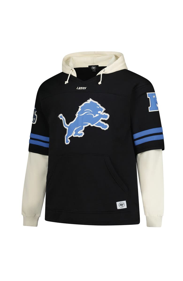 '47 Men's '47 Black Detroit Lions Big & Tall Split Zone Cornerback V-Neck Hoodie, Alternate, color, Black
