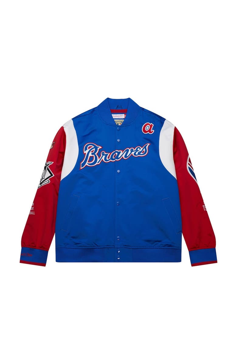 Mitchell & Ness Men's Mitchell & Ness Royal/Red Atlanta Braves Cooperstown Collection Team Origins Satin Full-Snap Jacket, Alternate, color, 