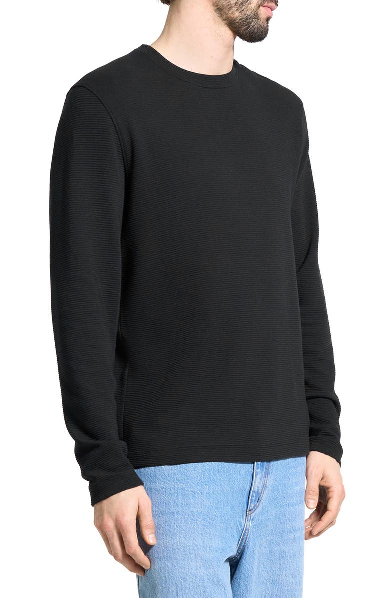 Theory Delroy Textured Long Sleeve T-Shirt, Alternate, color, Black