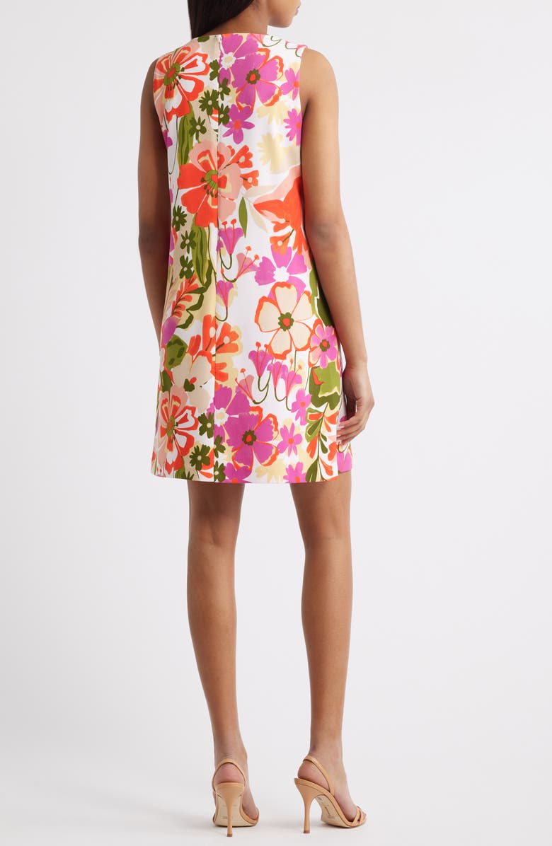 Anne Klein Floral Print Sleeveless Shift Dress, Alternate, color, Egret Multi