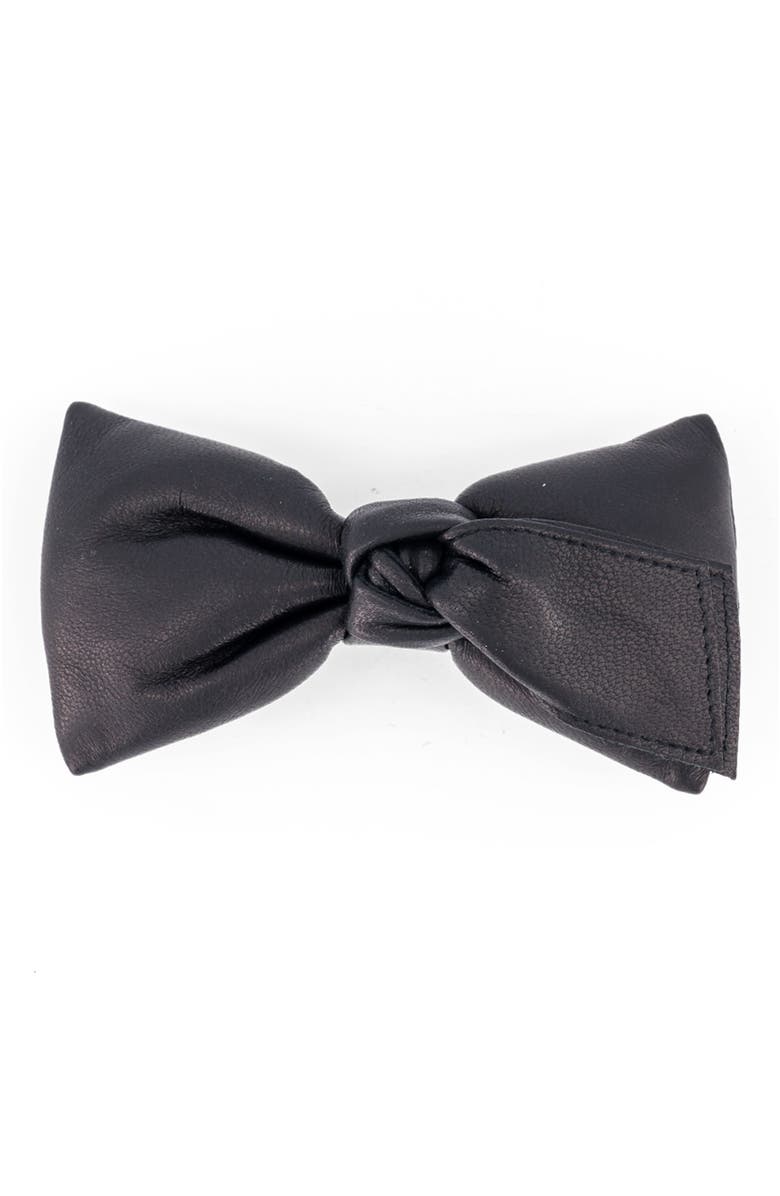 Alexandre de Paris Leather bow barette, Main, color, Black