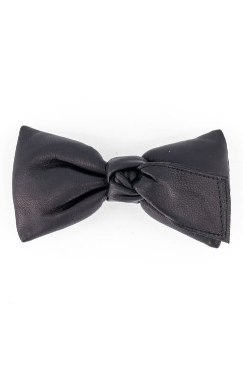 Leather bow barette