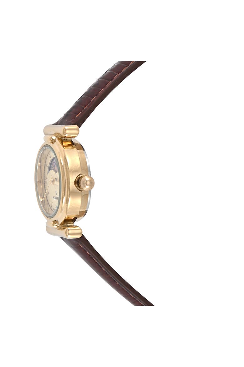 Petite Sun Moon Glossy Leather Watch- 25MM, Alternate, color, Champagne