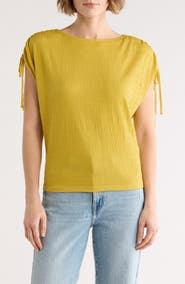 MAX STUDIO Ruched Shoulder Top