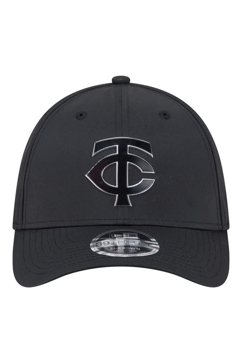 Men's New Era  Black Minnesota Twins Metallic 39THIRTY M-Crown Flex Hat, Alternate, color, Black