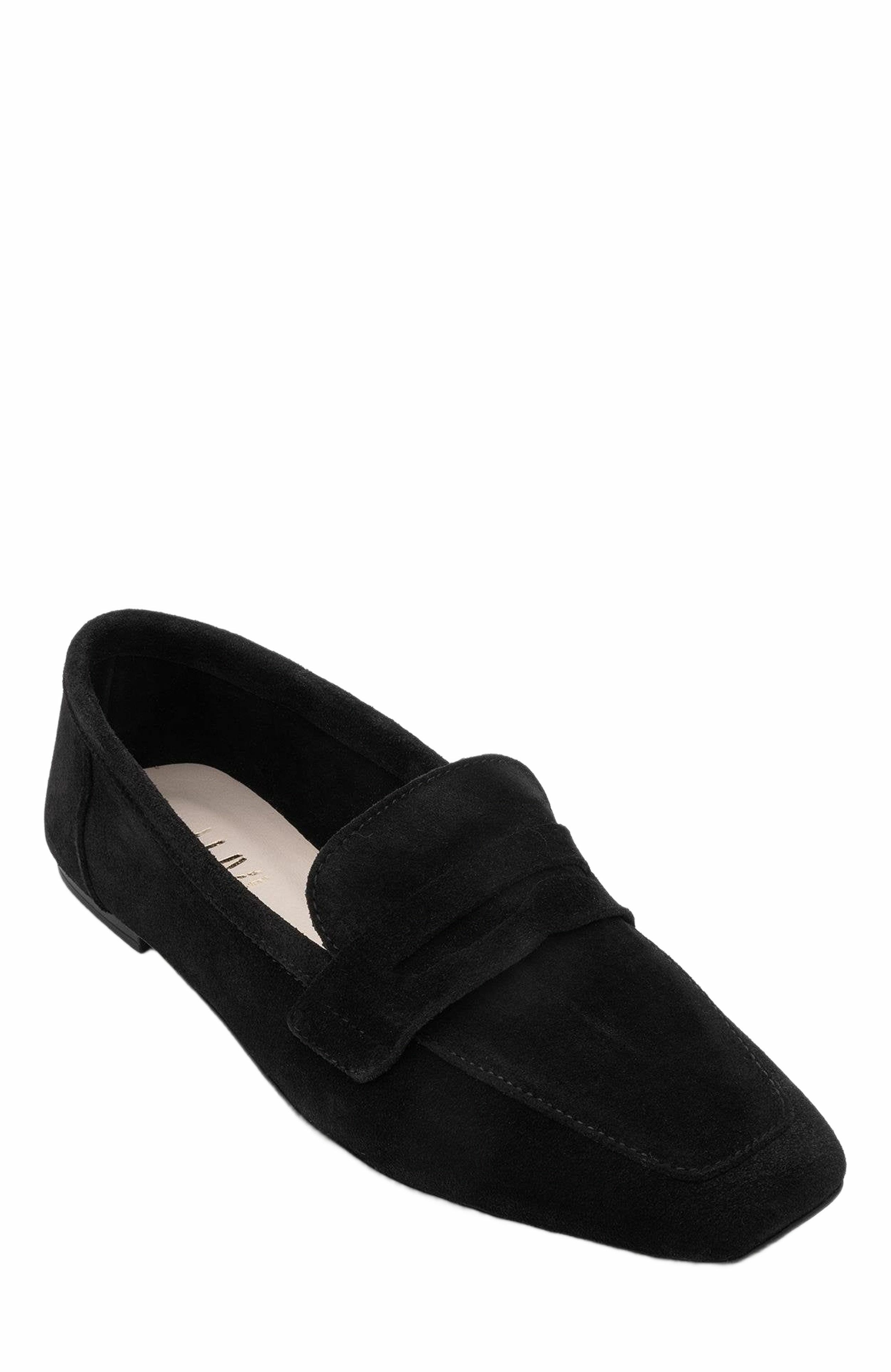 Forever & Always Shoes Morne Leather Loafers, Alternate, color, Black Suede Leather