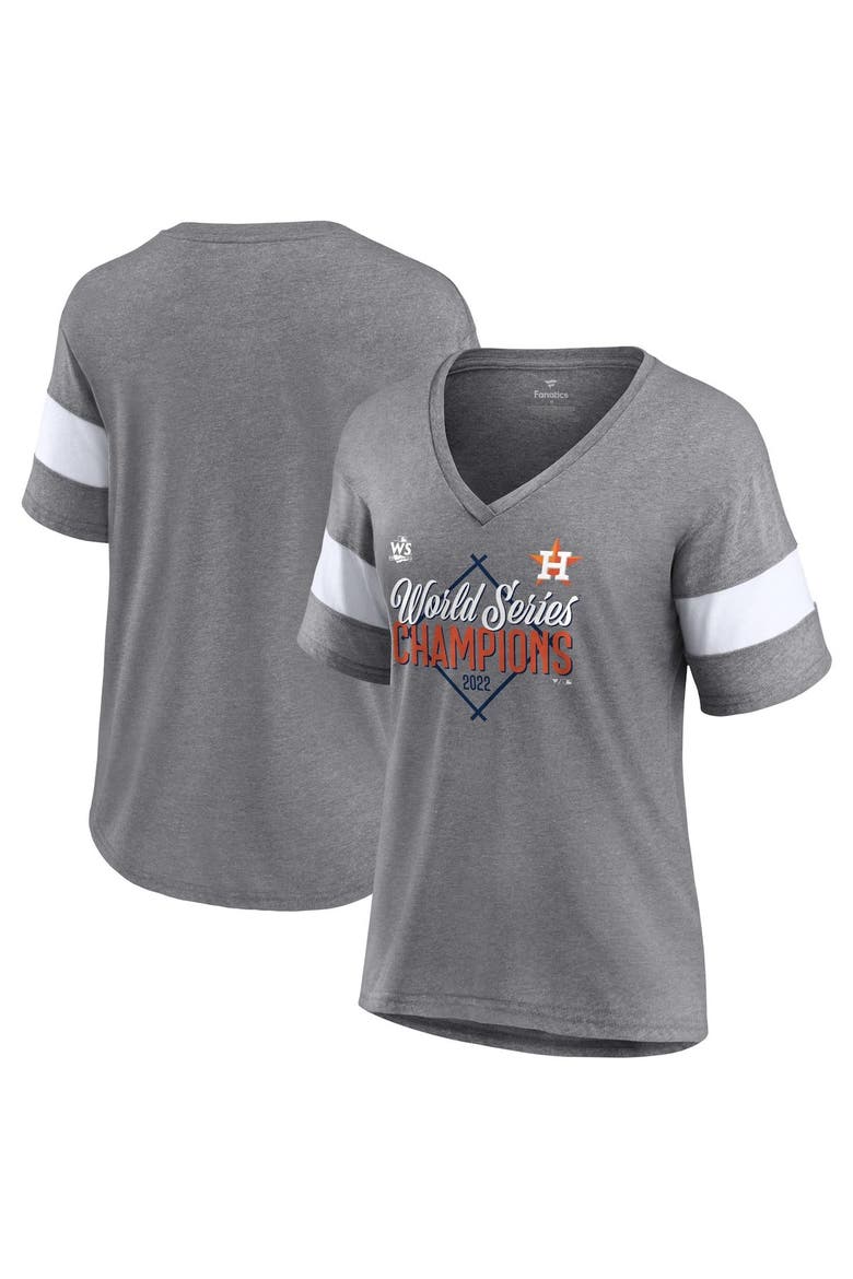 Women's Fanatics Branded Heather Gray Houston Astros 2022 World Series Champions Appeal Play Tri-Blend V-Neck T-Shirt, Alternate, color, Heather Gray