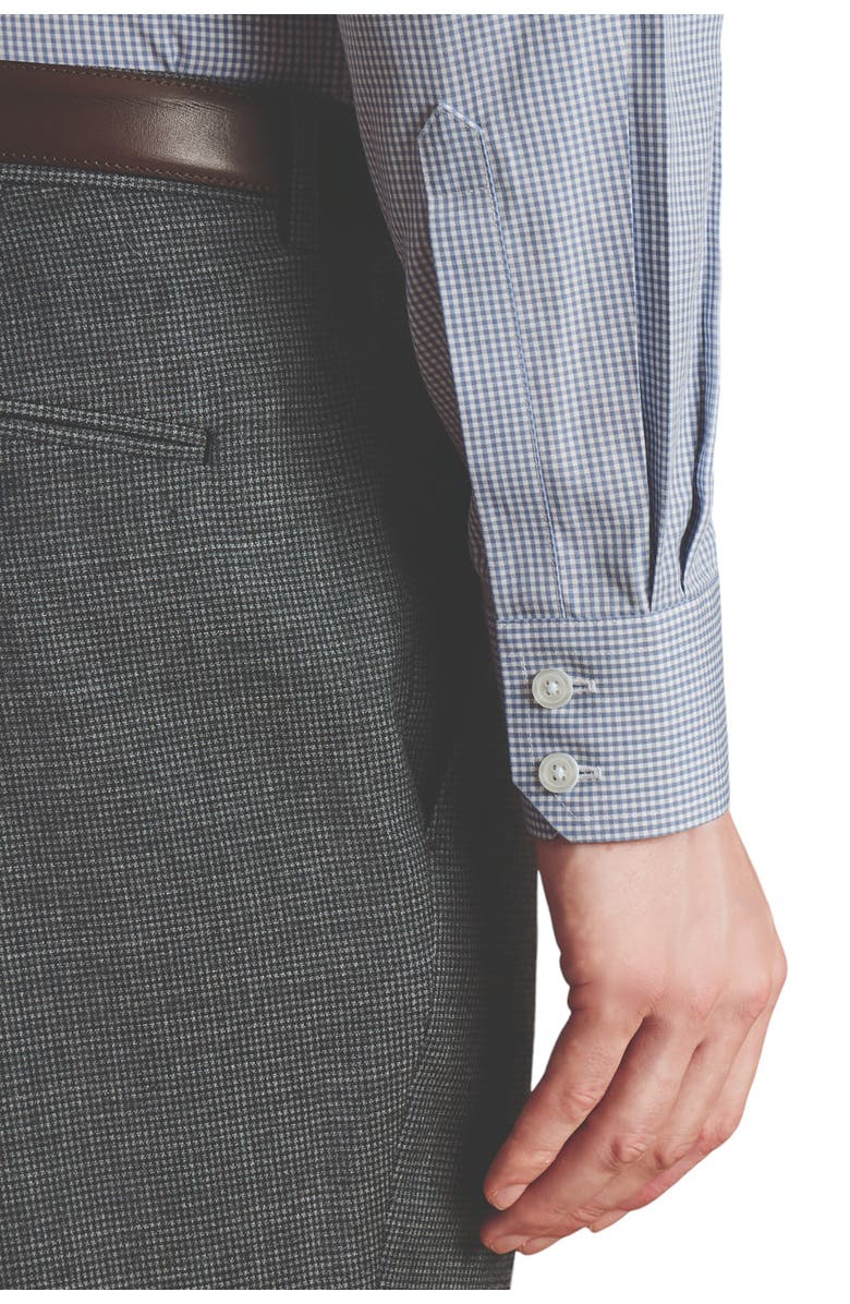 Charles Tyrwhitt Non-Iron Poplin Mini Gingham Check Cutaway Slim Fit Shirt Single Cuff, Alternate, color, Light Grey