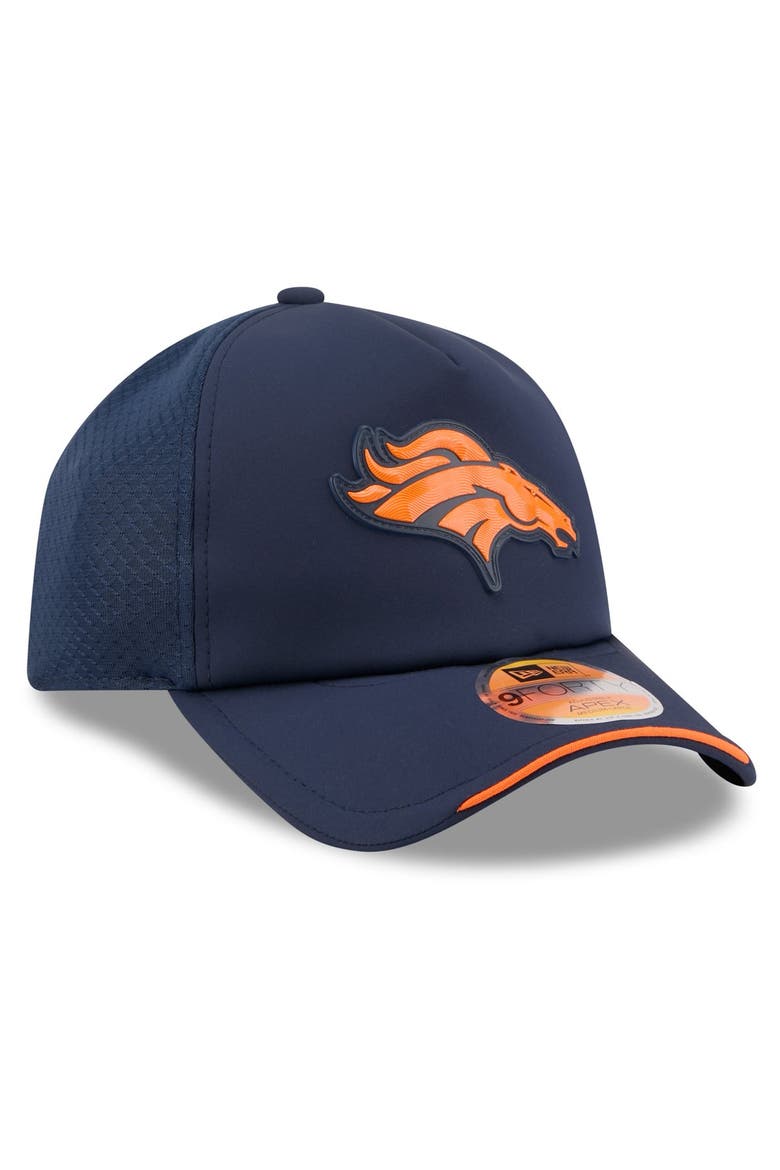 Men's New Era Navy Denver Broncos 2026 Sideline Apex 9FORTY Adjustable Trucker Hat, Alternate, color, Navy