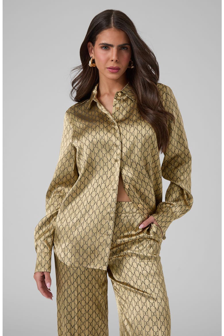Melissa Monogram Jacquard Shirt, Alternate, color, GOLD/ BLACK