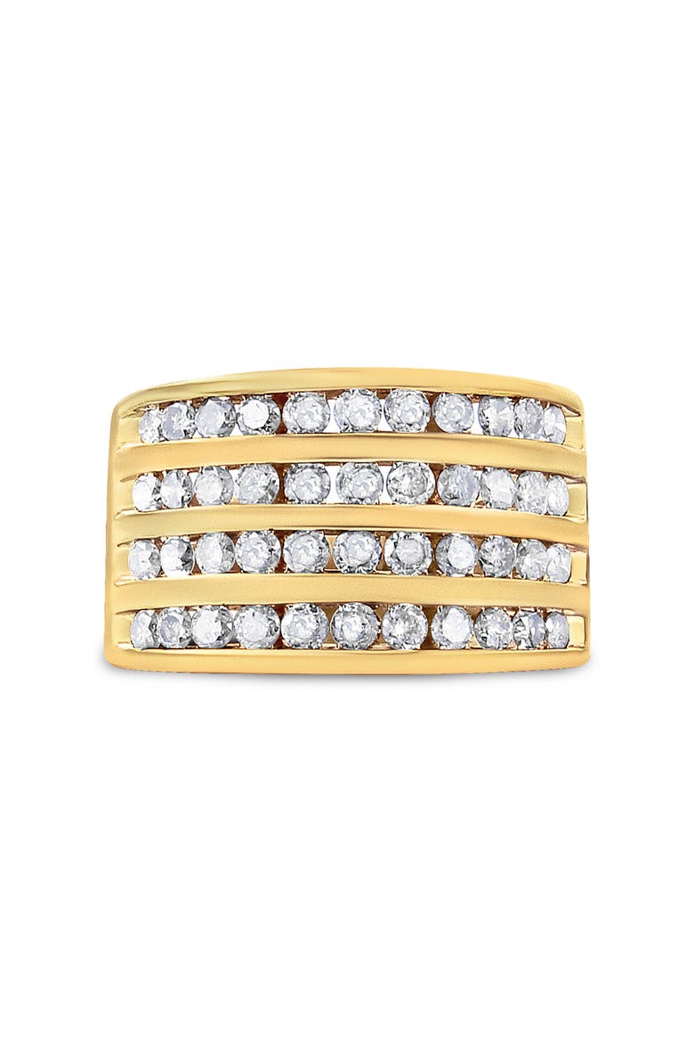 10K Yellow Gold Plated Silver 1 1/2 Cttw Diamond 4 Row Channel Band Ring, Alternate, color, Yellow Gold over Silver