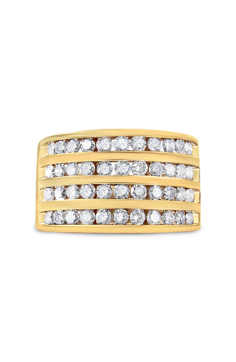 Haus of Brilliance 10K Yellow Gold Plated Silver 1 1/2 Cttw Diamond 4 Row Channel Band Ring, Alternate, color, Yellow Gold Over Silver