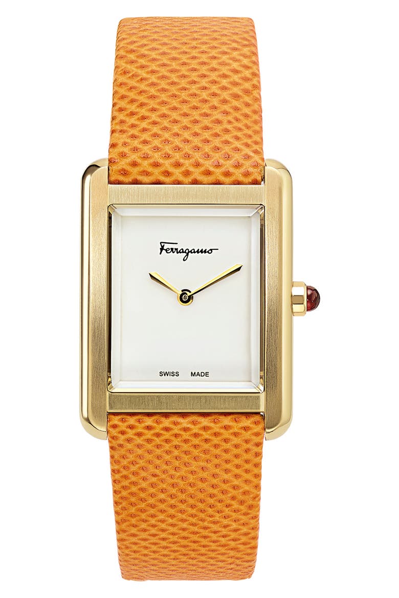 Salvatore Ferragamo Portrait Two-Tone Bracelet Watch, 31mm x 41mm, Main, color, ORANGE/ WHITE/ GOLD
