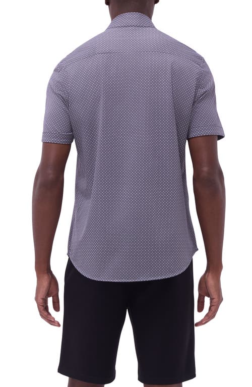 Bugatchi Miles Ooohcotton® Geometric Print Short Sleeve Button-up Shirt In Black