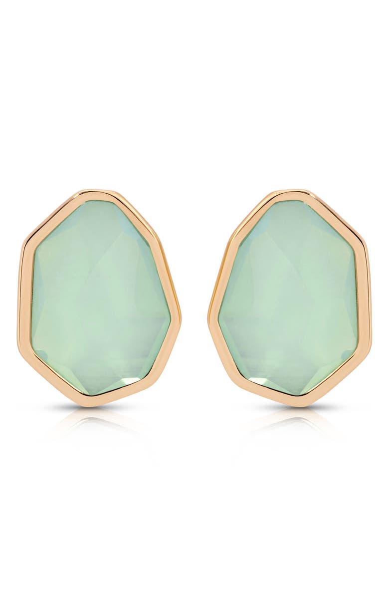 Ettika Seastone Stud Earrings, Main, color, Seafoam With Gold