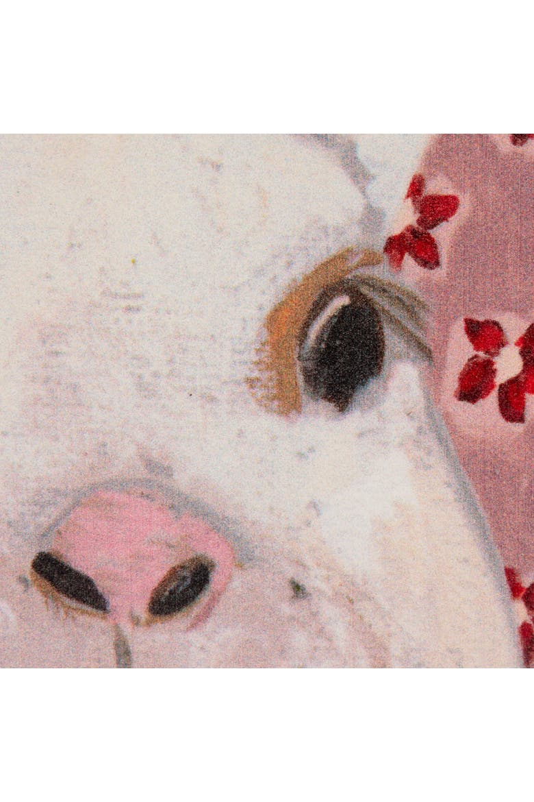 Wood Framed Glass Wall Décor with Rabbit Image, Alternate, color, Pink