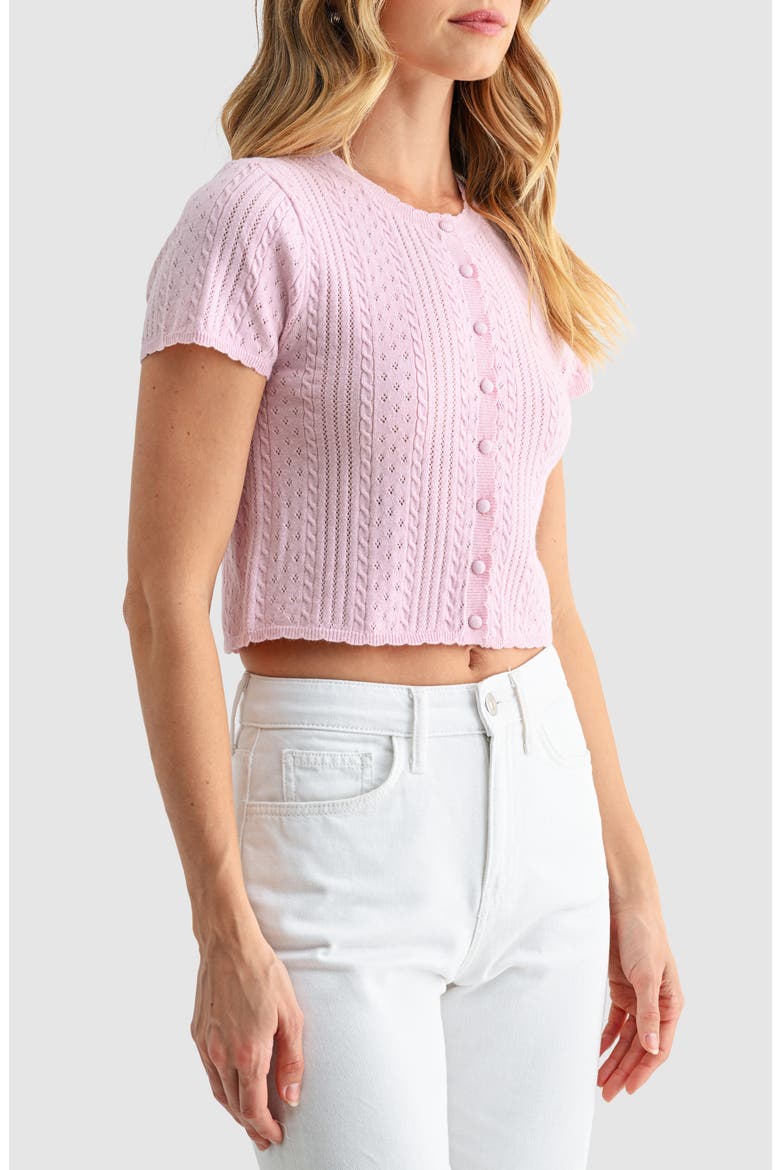 Pointelle Crop Sweater, Alternate, color, PINK