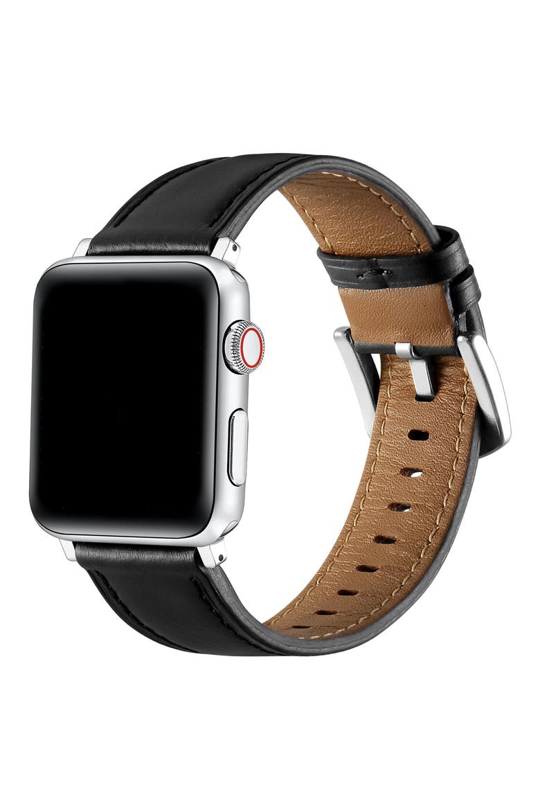Drake Leather Apple Watch® Watchband, Alternate, color, BLACK