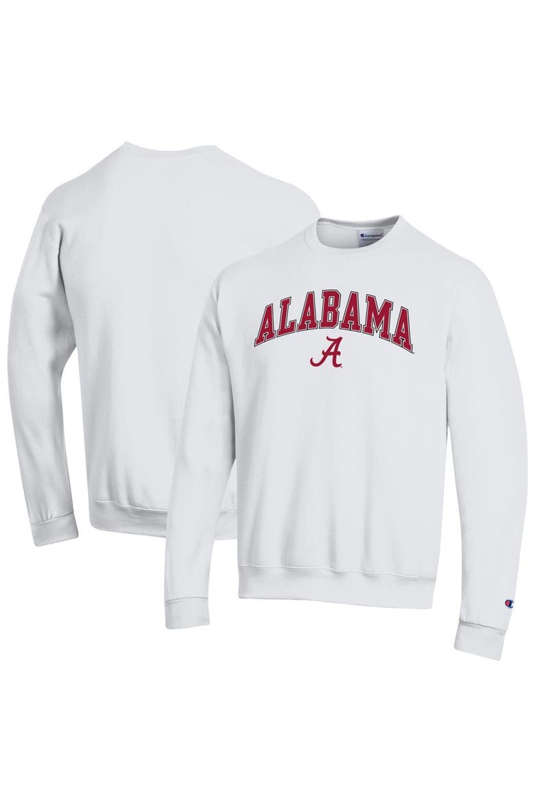 Men's Champion  White Alabama Crimson Tide Arch Over Logo Pullover Sweatshirt, Alternate, color, White