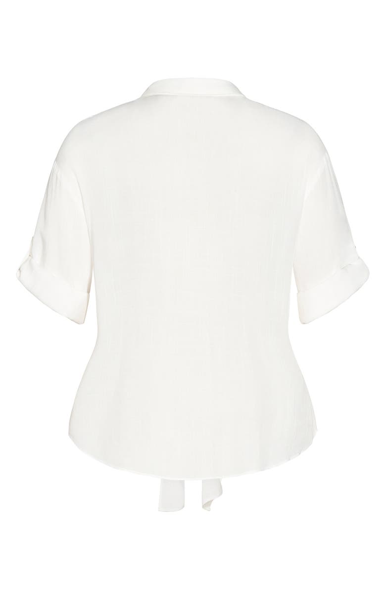 City Chic Tropical Tie Hem Button-Up Shirt, Alternate, color, Print