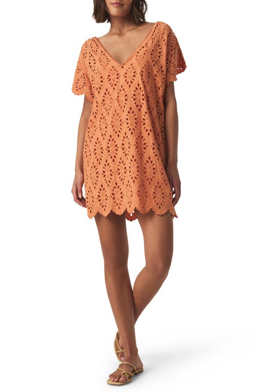 Splendid Cotton Eyelet Minidress In Orange