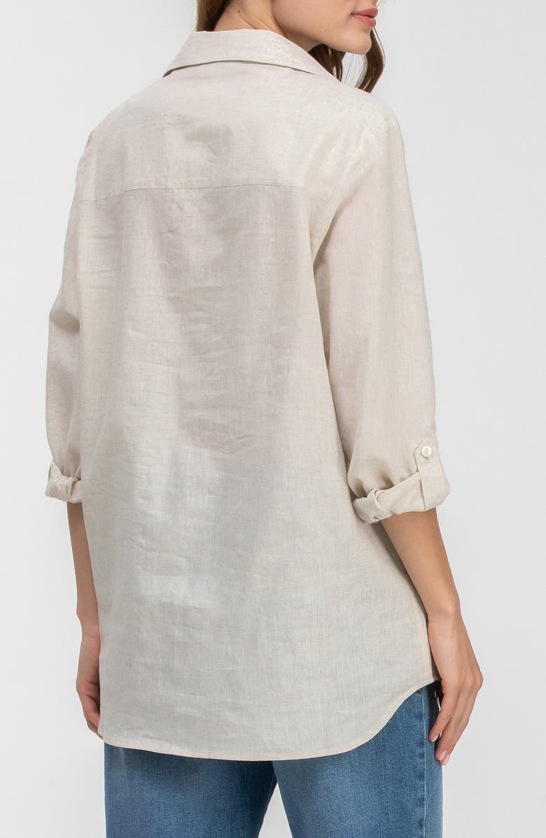 PIETRO BRUNELLI MATERNITY Safari Linen & Cotton Button-Up Maternity Shirt, Alternate, color, Oat Milk