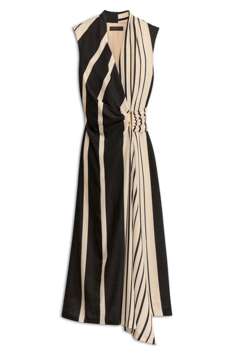 Donna Karan New York Stripe Faux Wrap Midi Dress, Alternate, color,