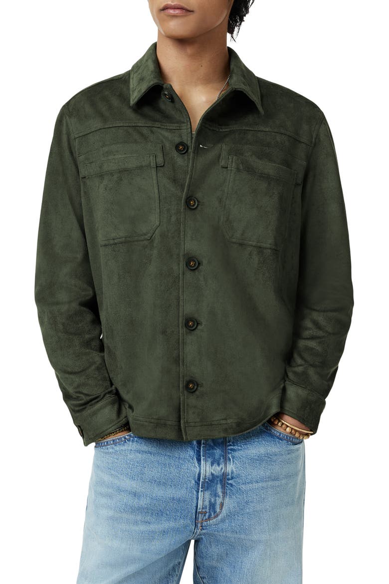 Mota Regular Fit Faux Suede Shirt Jacket, Main, color, MOSS