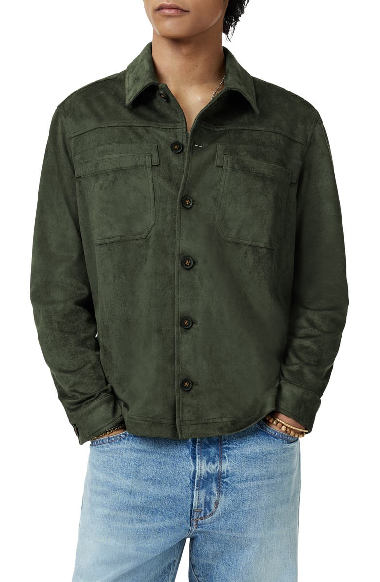 John Varvatos Mota Regular Fit Faux Suede Shirt Jacket, Main, color,