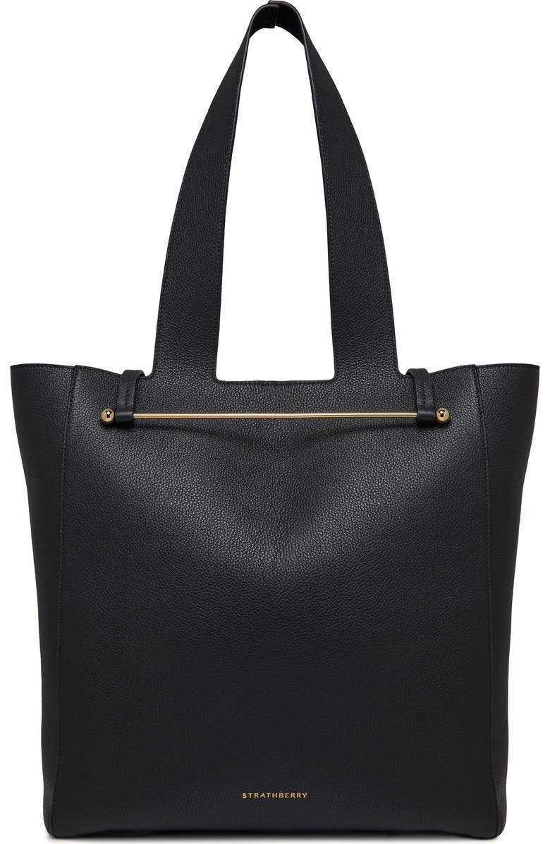Strathberry Melody Fine Grain Leather Tote, Main, color, Black