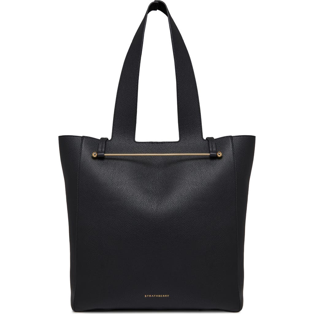 Strathberry Melody Fine Grain Leather Tote In Black