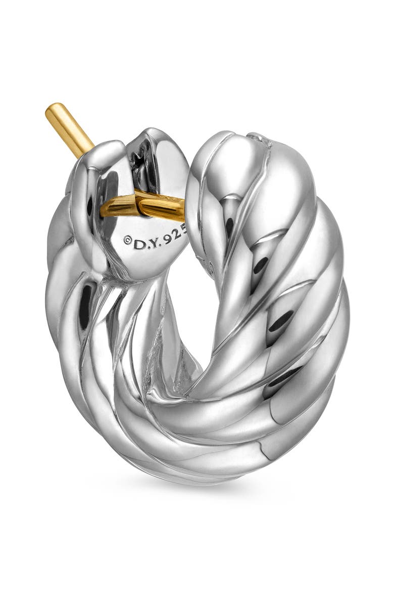 Sculpted Cable Hoop Earrings in Sterling Silver, Alternate, color, STERLING SILVER