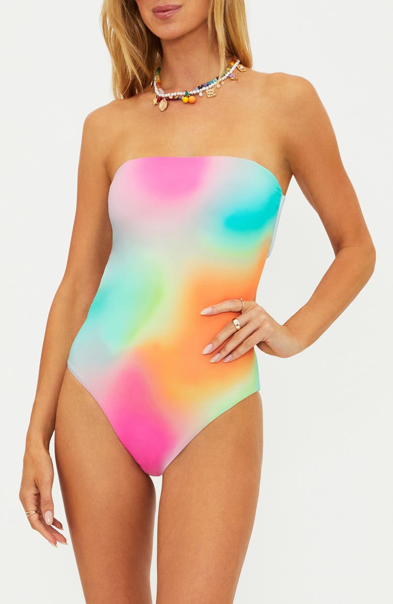 Beach Riot Stassia One-Piece Swimsuit, Main, color, Strawberry Sunset Ombre