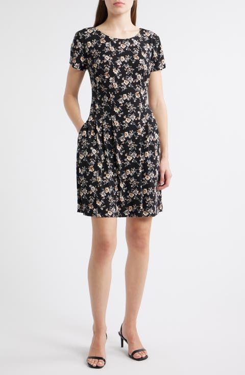 Connected Apparel☆可憐なフローラル柄ジャージーワンピース Connected Apparel Floral Dresses for Women