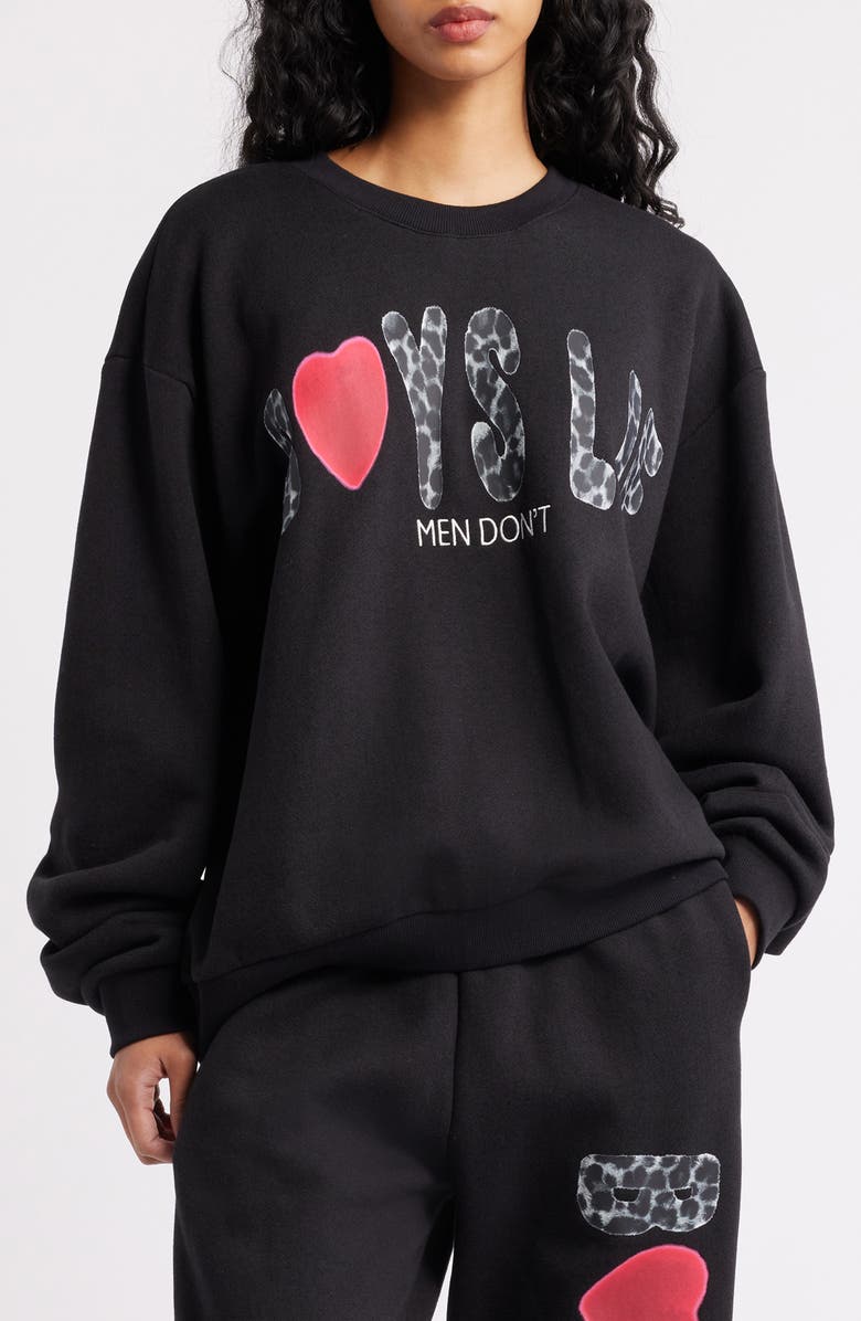 BOYS LIE Caitlyn Coded Logo Crewneck Sweatshirt, Main, color, Black