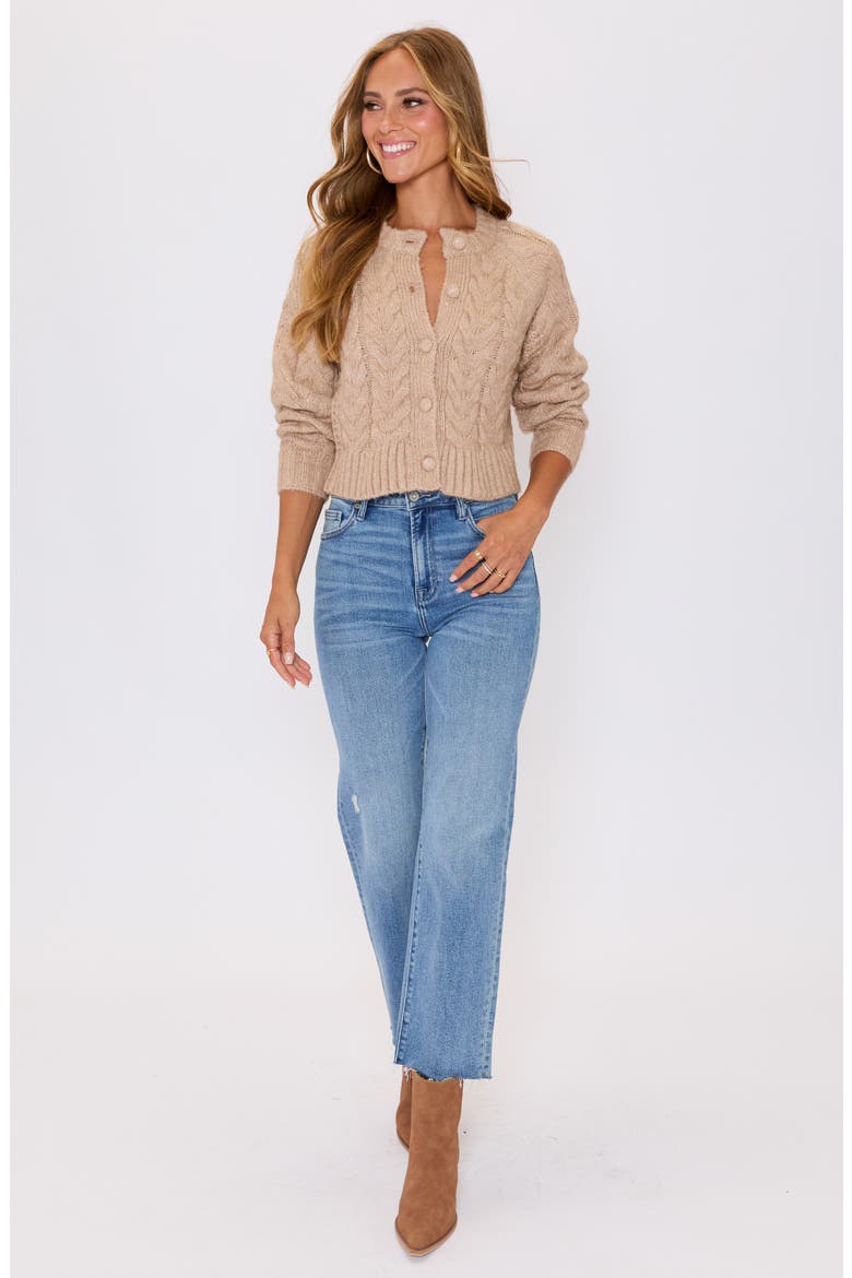 Harper Cable Knit Cardigan, Alternate, color, TAUPE
