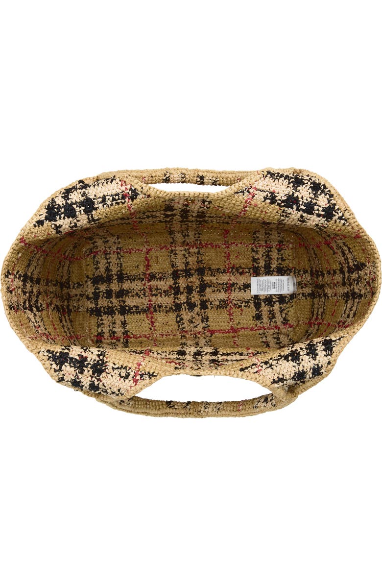 Burberry Small Margate Check Raffia Tote, Alternate, color, Sand Ip Check
