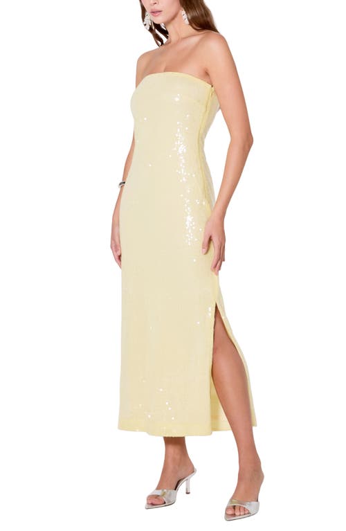 Shop Endless Rose Sequin Strapless Maxi Dress In Butter