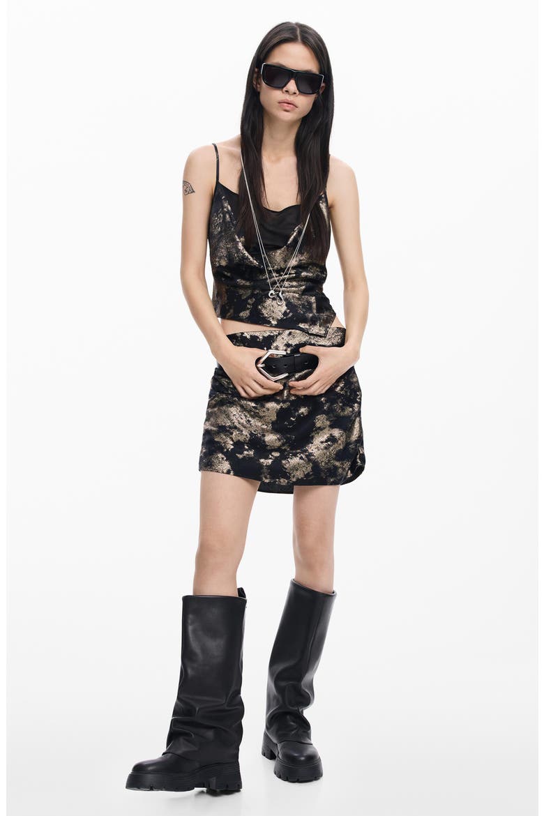 Metallic Miniskirt, Alternate, color, BLACK