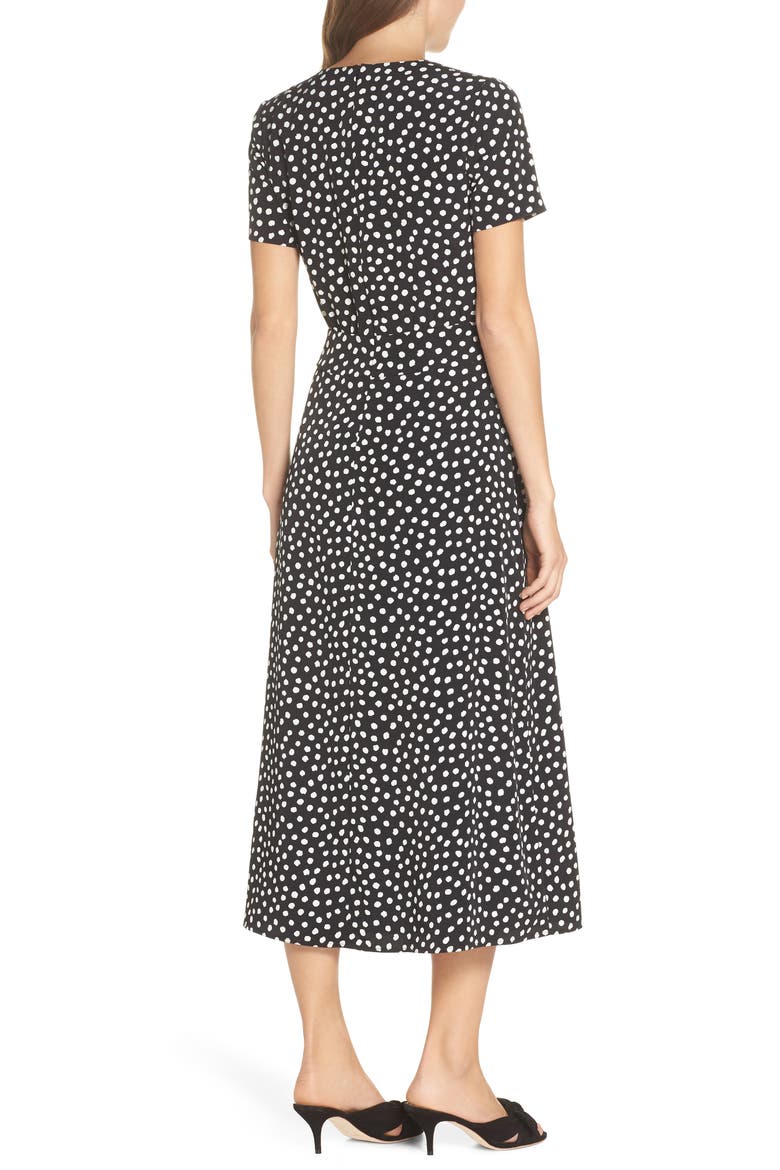 Print Midi Dress, Alternate, color, BLACK/ SOFT WHITE